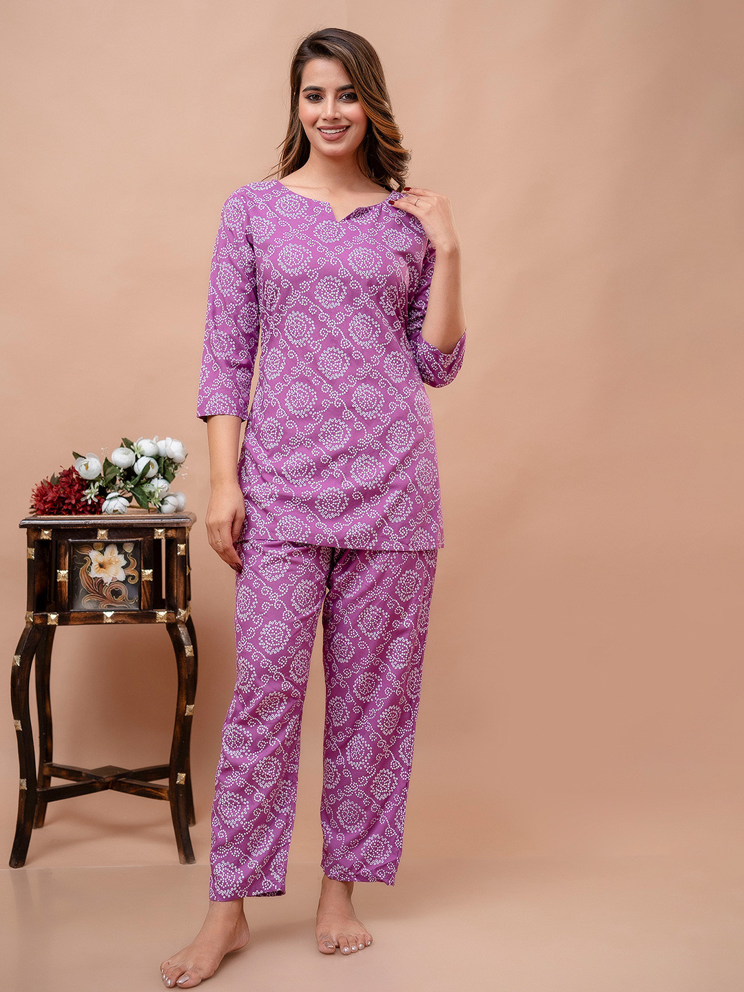 Shedika Women Printed Pyjamas & Kurti Night suit