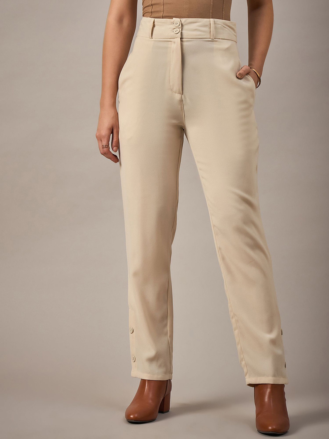 The Roadster Lifestyle Co Women Classic Chic High Rise Easy Wash Trouser