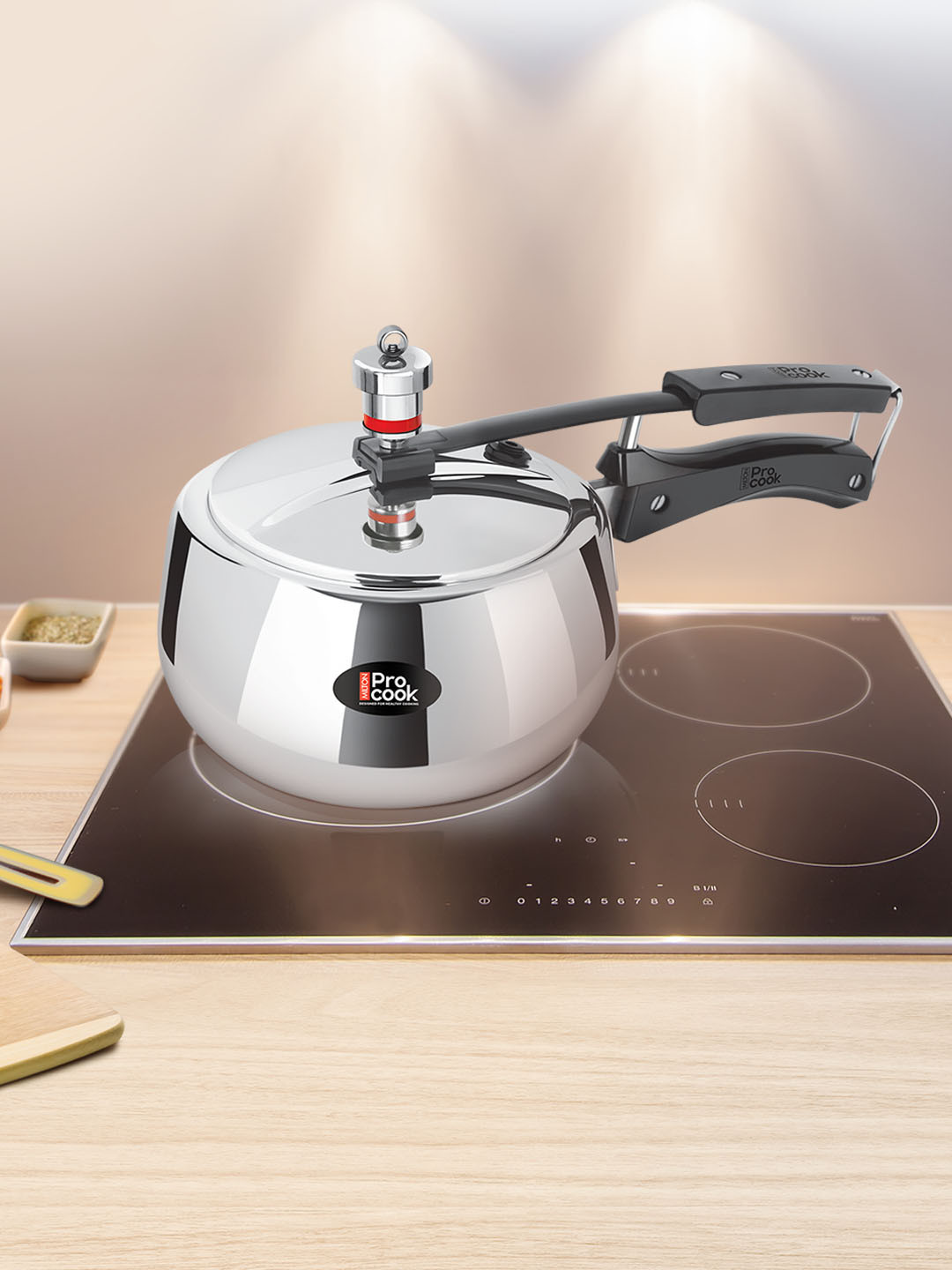 Milton Pro Cook Silver Stainless Steel Induction Base Inner Lid Pressure Cooker-2 L
