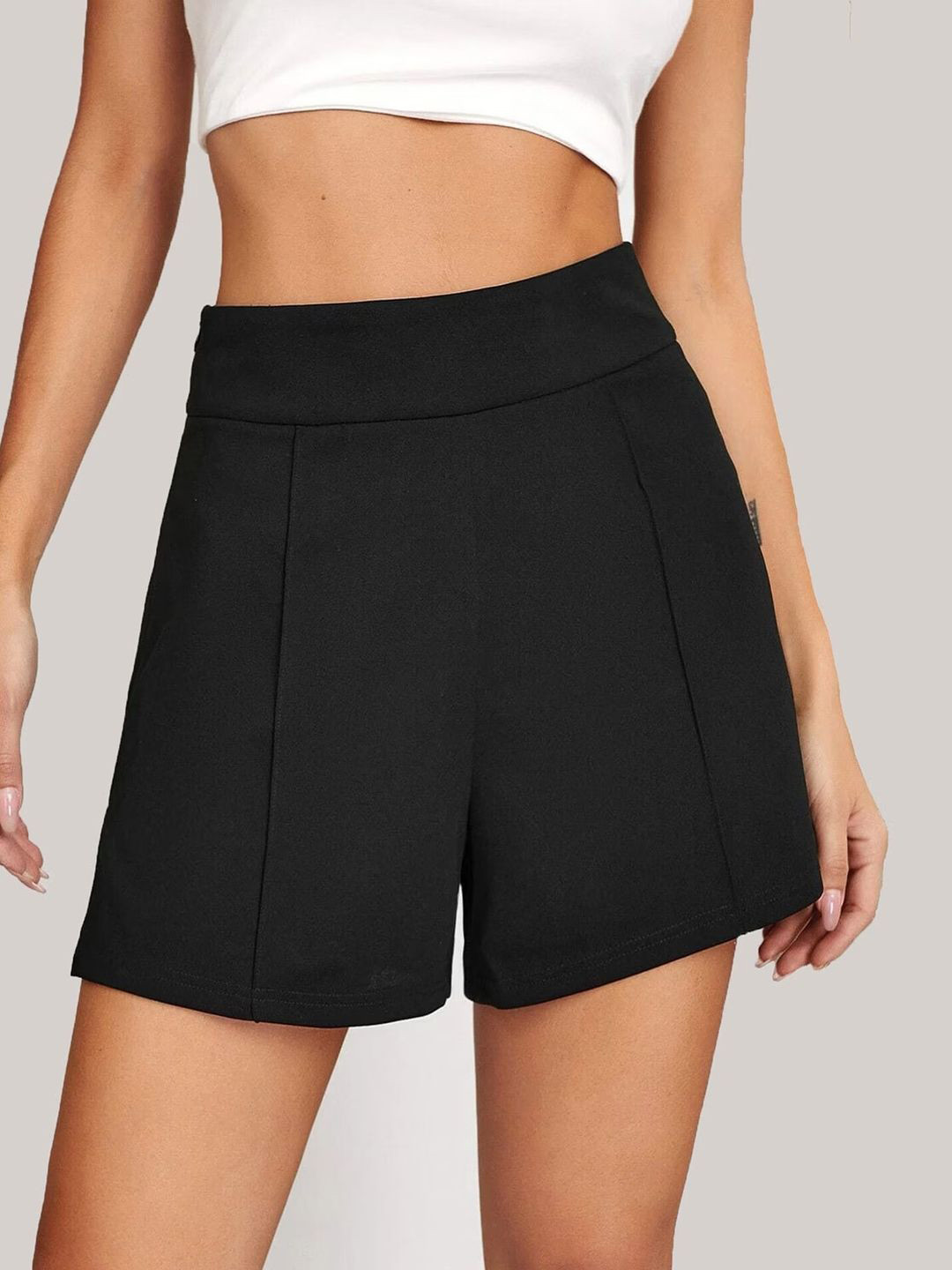 BUY NEW TREND Women Solid High-Rise Training or Gym Shorts