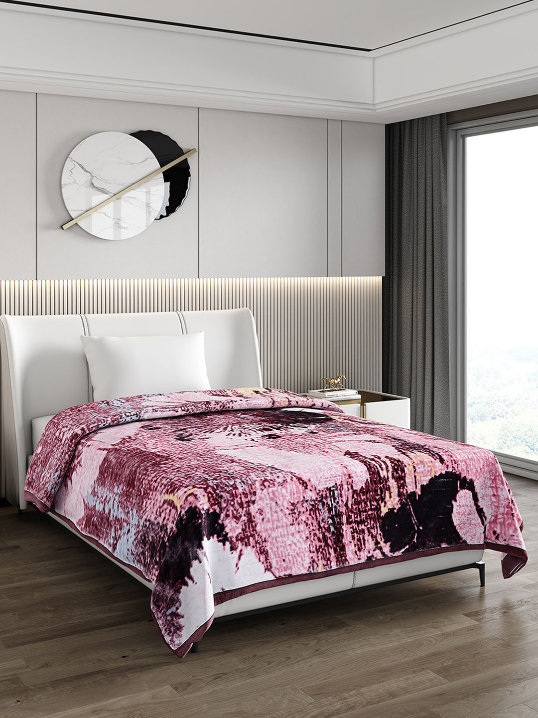 Monte Carlo Pink Floral Printed 950 GSM Heavy Winter Single Bed Blanket