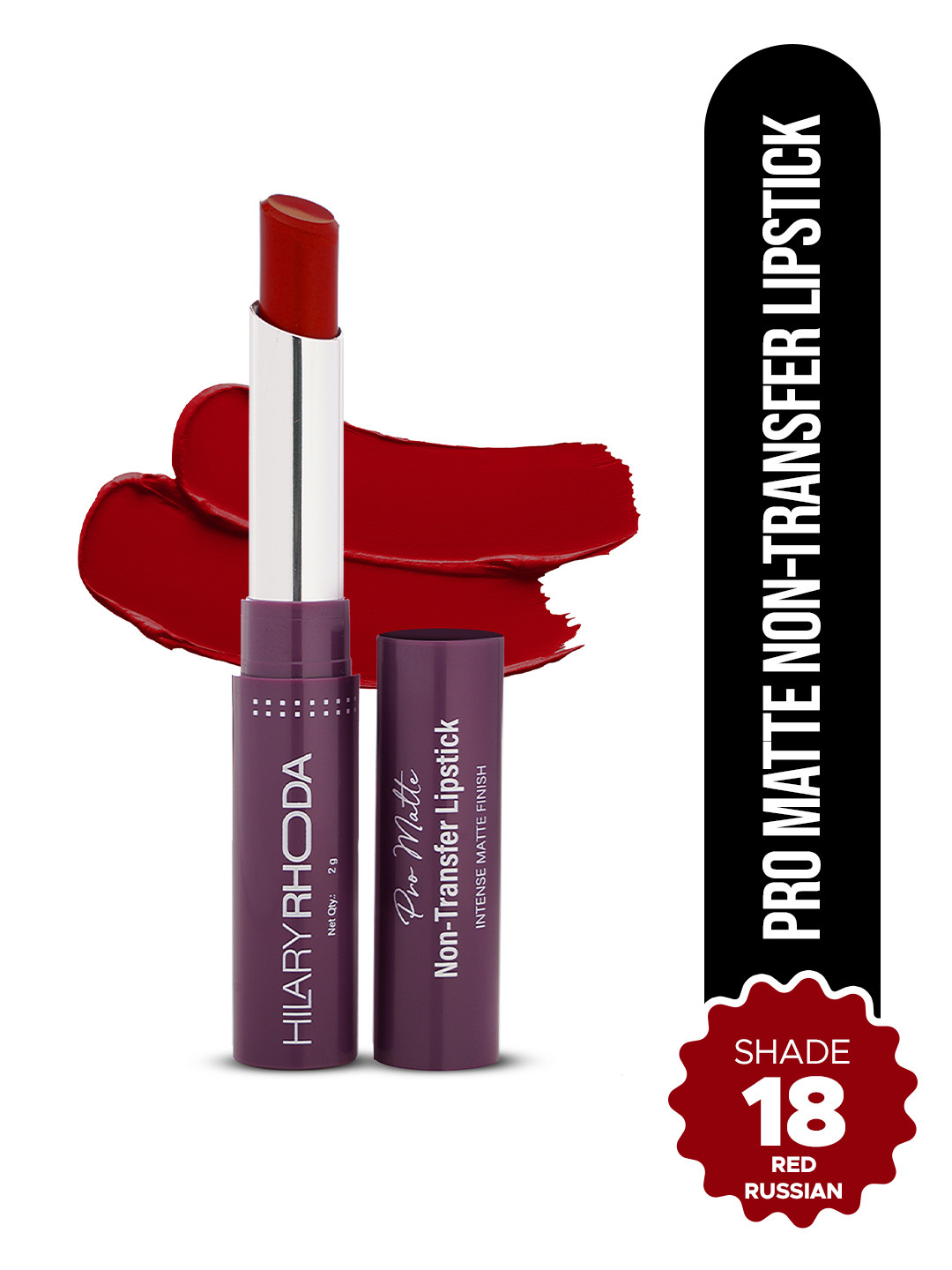 Hilary Rhoda Pro Matte 12 Hr Stay Waterproof Non-Transfer Lipstick -2g- Red Russian -18
