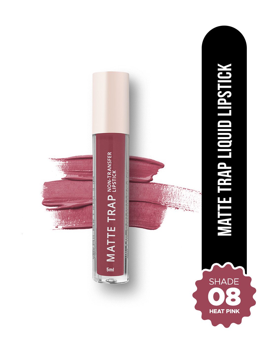 Hilary Rhoda Matte Trap Non Transfer Waterproof Liquid Lipstick 5ml- Heat Pink Shade No.08