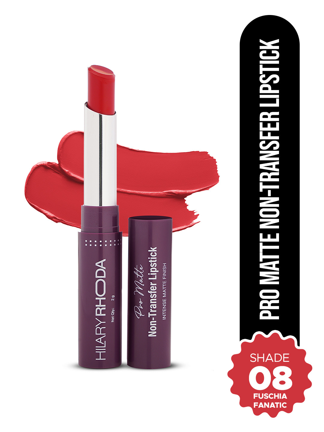 Hilary Rhoda Pro Matte 12Hr Stay Waterproof Non-Transfer Lipstick Fuschia Fanatic Shade 08