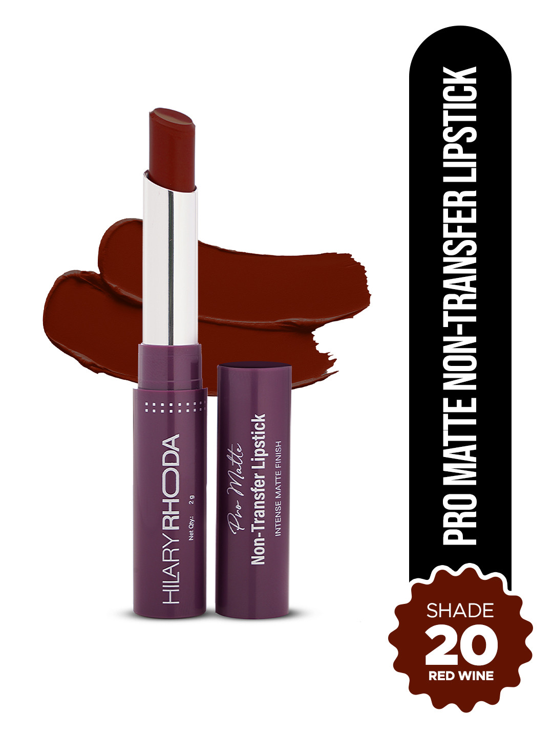 Hilary Rhoda Pro Matte 12Hr Stay Waterproof Non-Transfer Lipstick- Red Wine Shade No.20