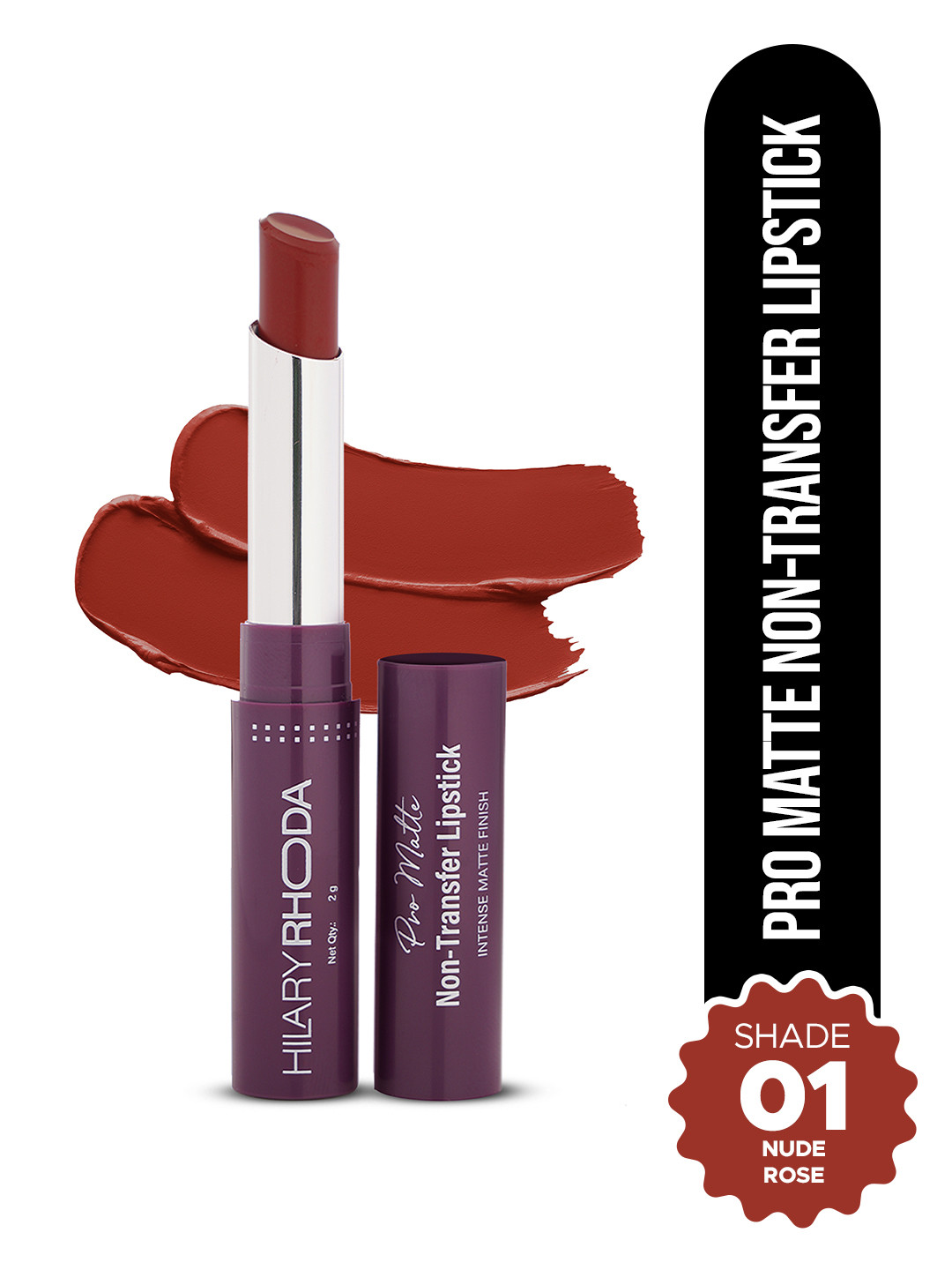 Hilary Rhoda Pro Matte 12 Hr Stay Waterproof Non-Transfer Lipstick 2g - Nude Rose - 01