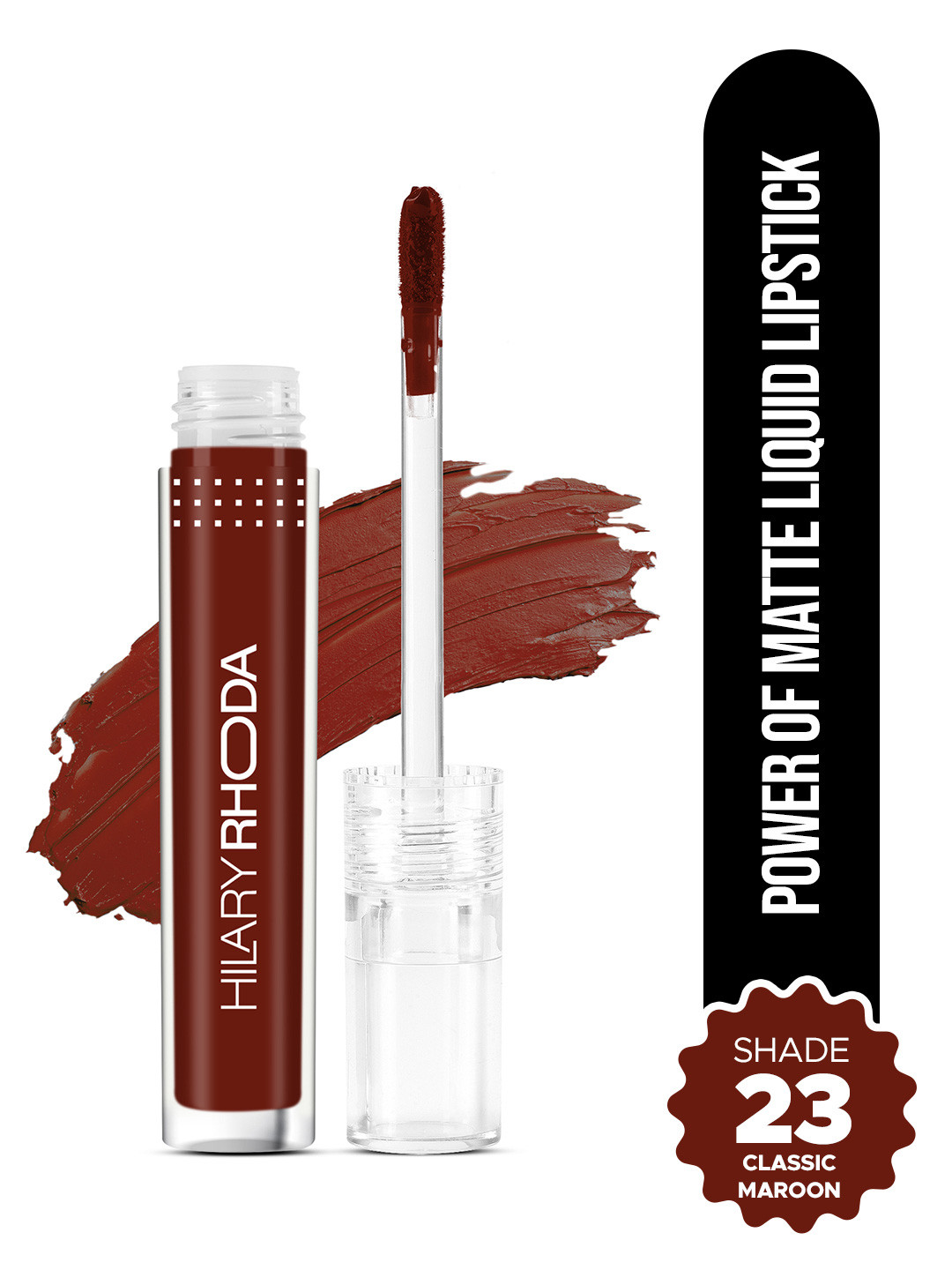Hilary Rhoda Power Of Matte Liquid Lipstick Long Lasting 3ml-Classic Maroon, Shade No.-23