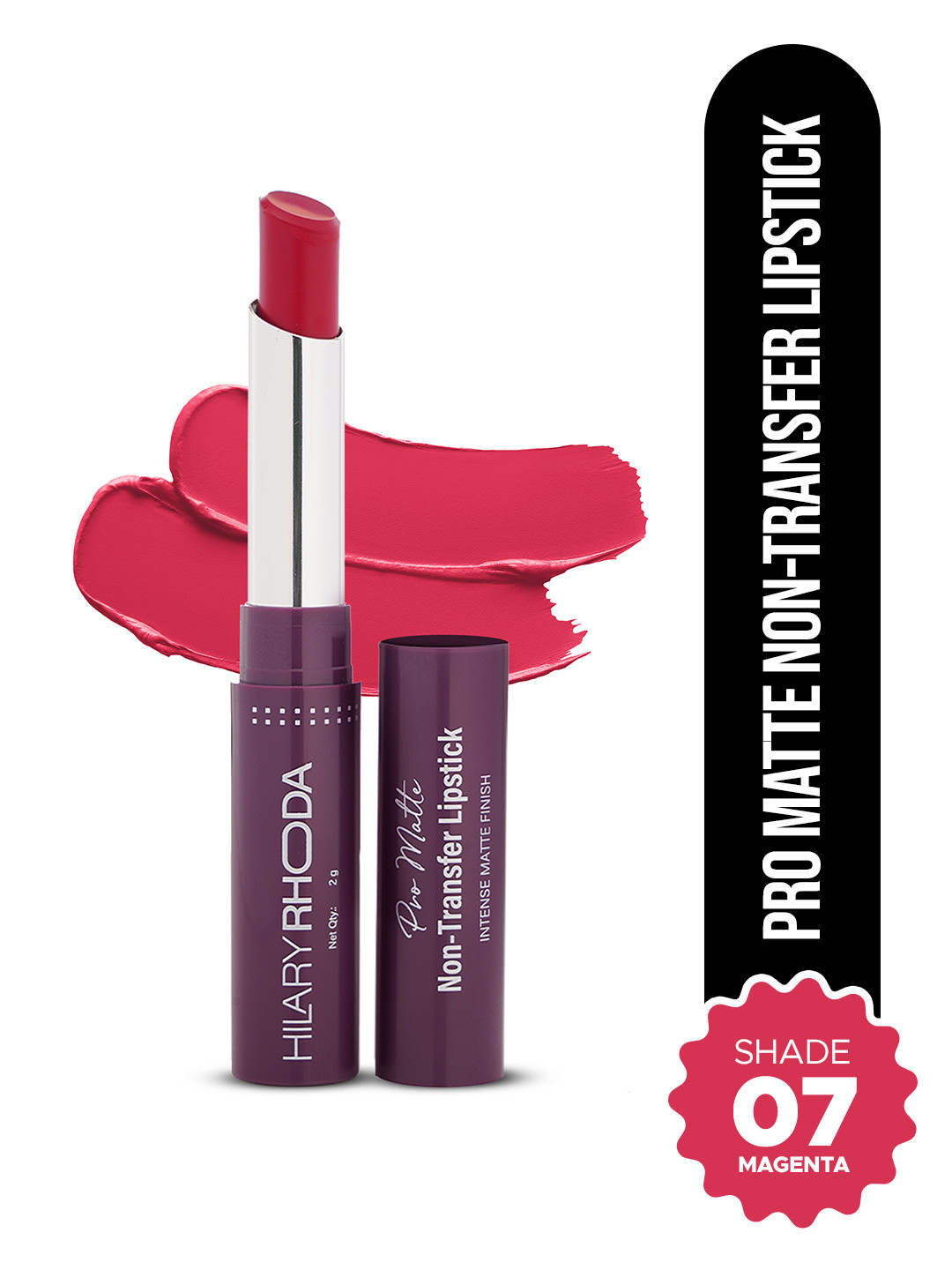 Hilary Rhoda Pro Matte 12-Hour Stay Non-Transfer Lipstick 2g - Magent, Shade No.- 07