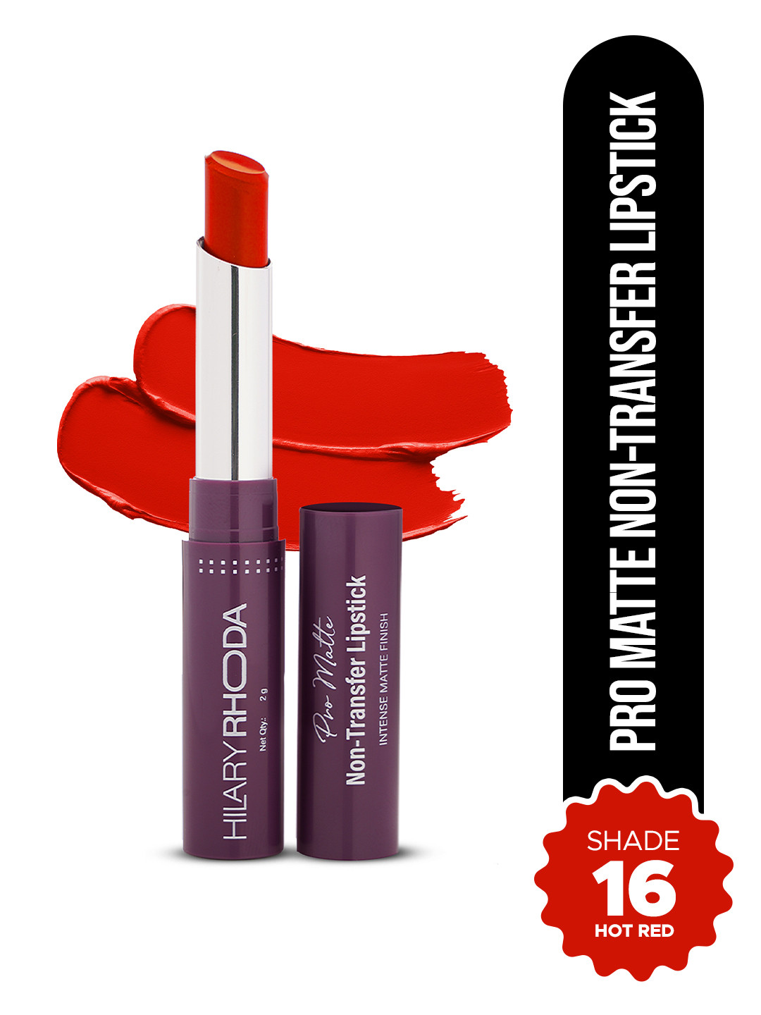 Hilary Rhoda Pro Matte 12Hr Stay Waterproof Non-Transfer Lipstick - Hot Red Shade No.16