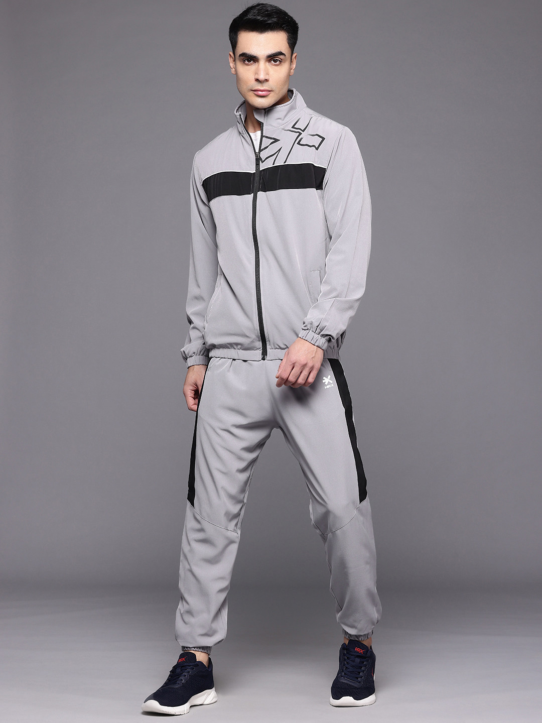 HRX by Hrithik Roshan Brand Logo Printed Rapid-Dry Running Zip-Up Tracksuit