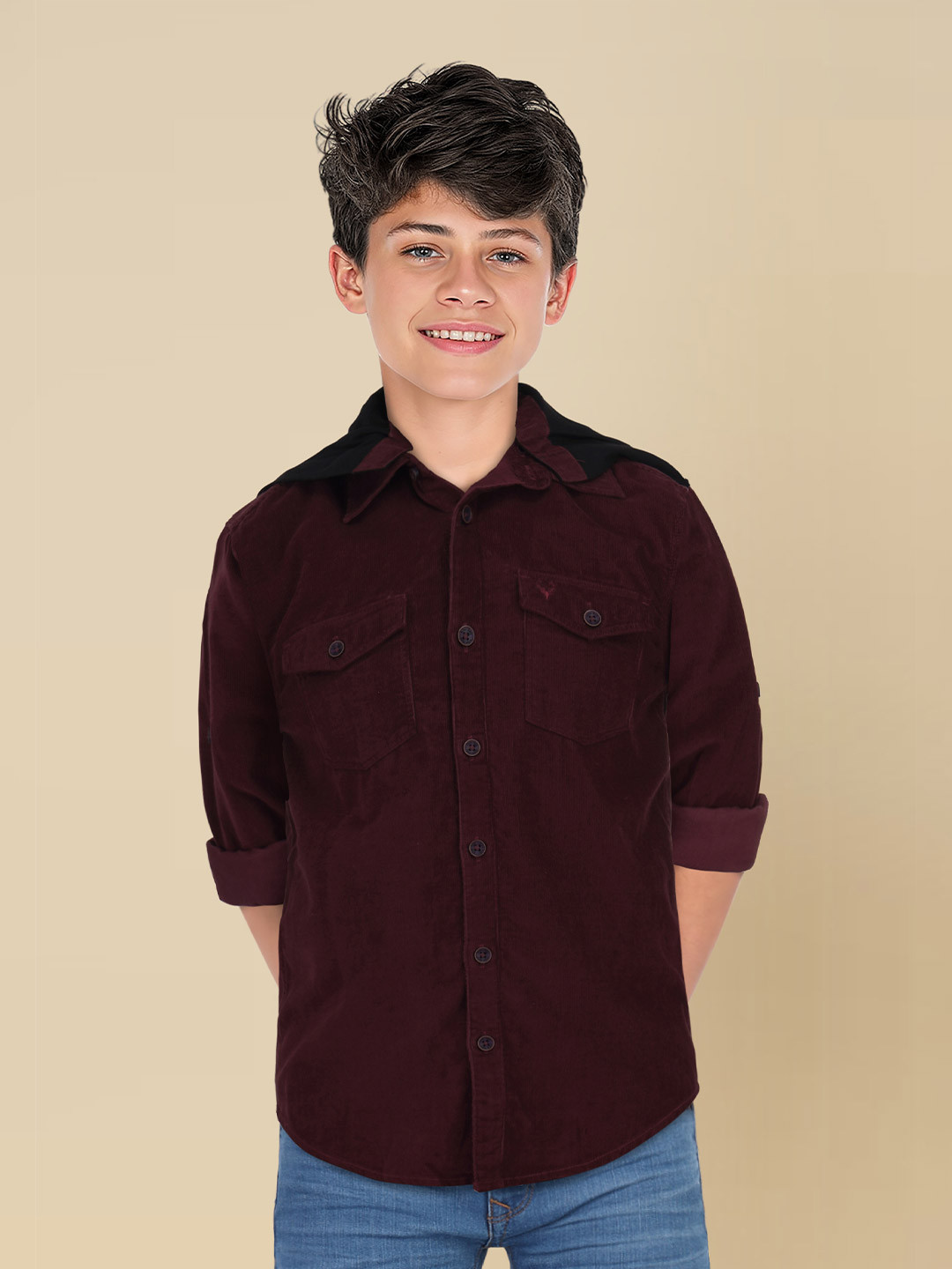 Allen Solly Junior Boys Custom Self Design Pure Cotton Casual Shirt