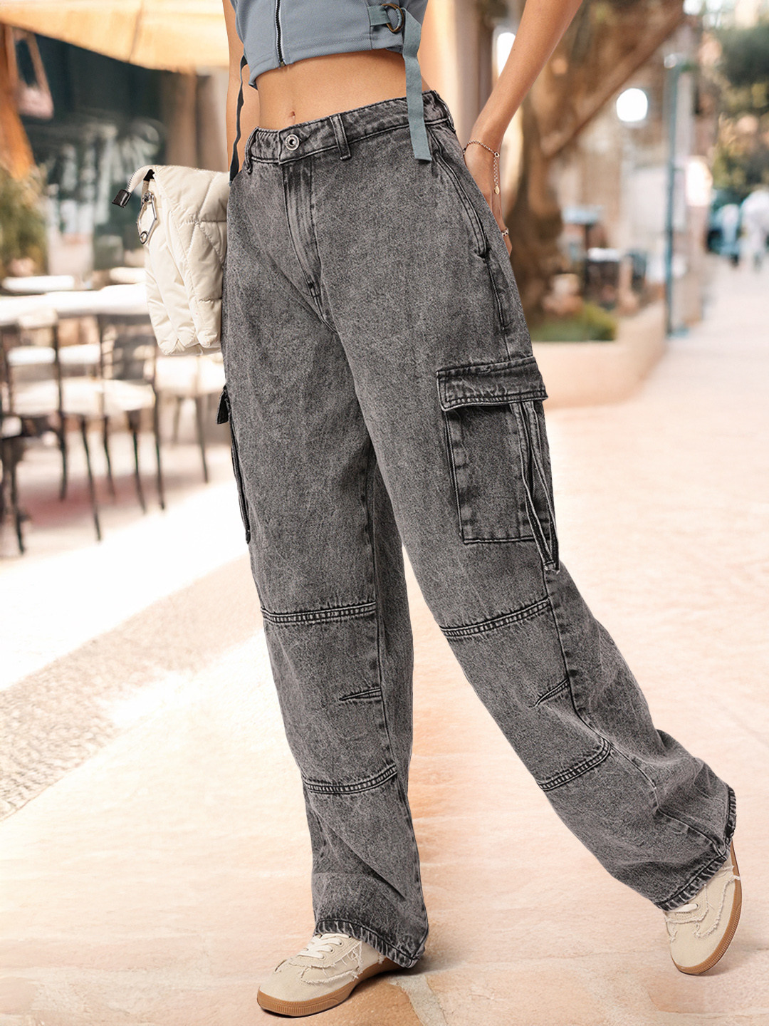 DressBerry Women Cargo Baggy Fit Jeans
