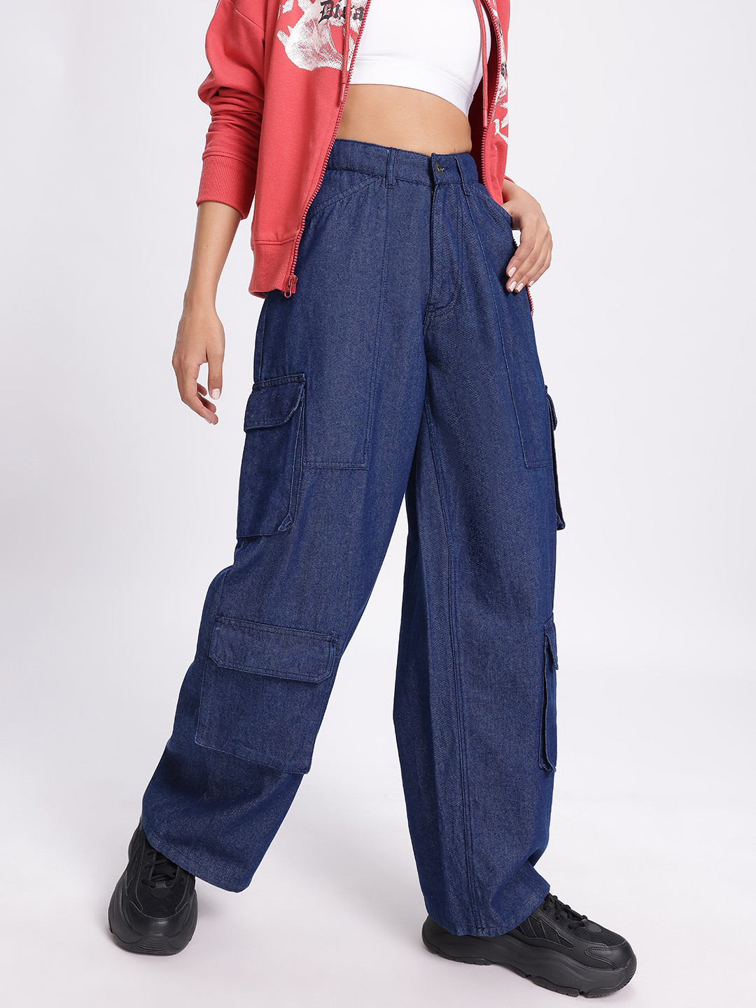 DressBerry Women Cargo Style Baggy Jeans