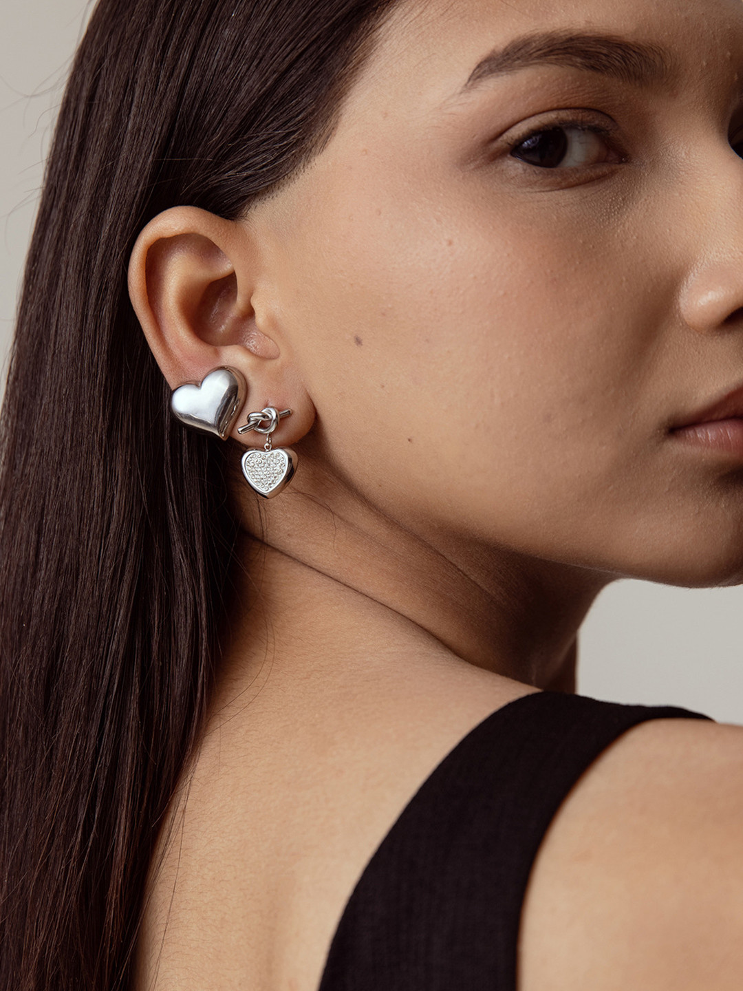 Perfectly Average Women Silver Plated Heart Shaped Studs