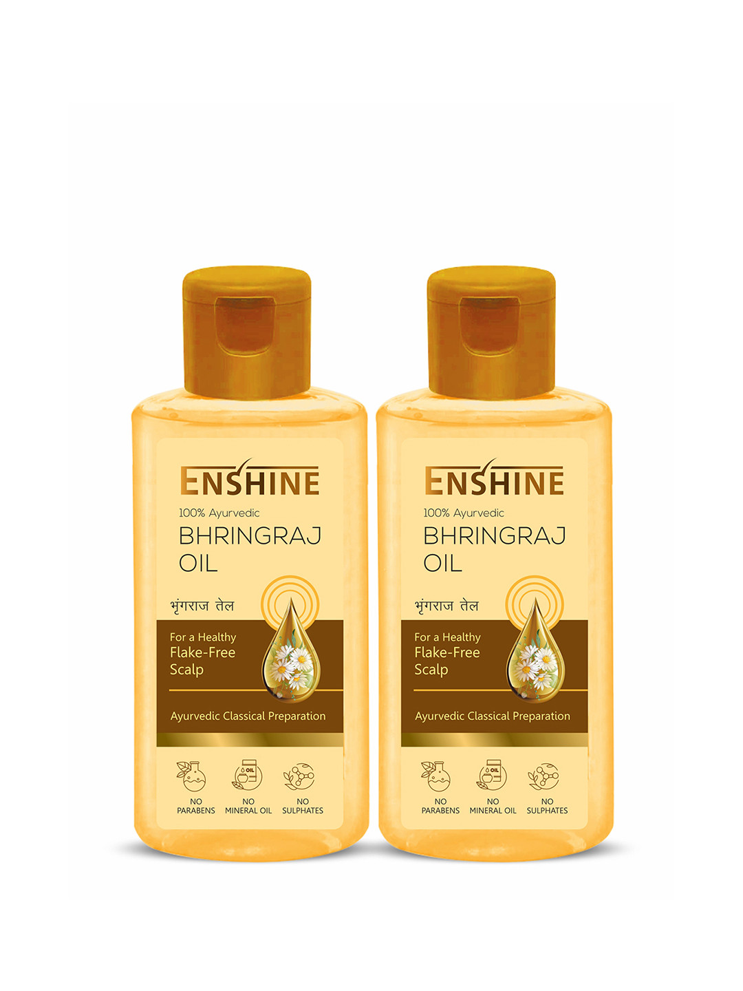 ENSHINE Set of 2 Bhringraj Ayurvedic Hair Oil For Dandruff & Hair Growth-60ml Each