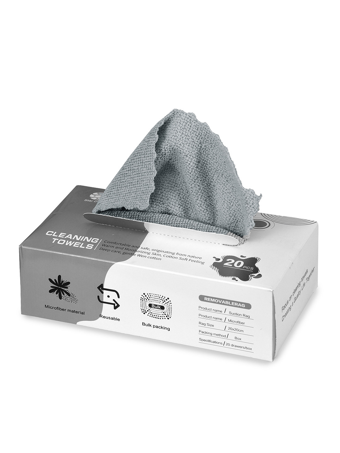 Cortina Grey 20 Pieces Solid Cleaning & Drying Wipes
