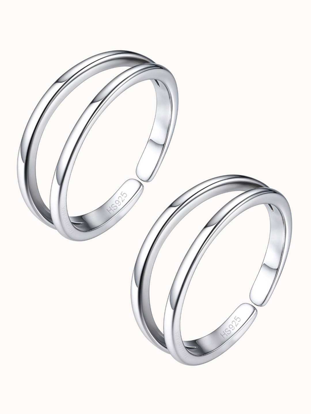 HighSpark 92.5 Sterling Silver Classic Double Band Toe Rings
