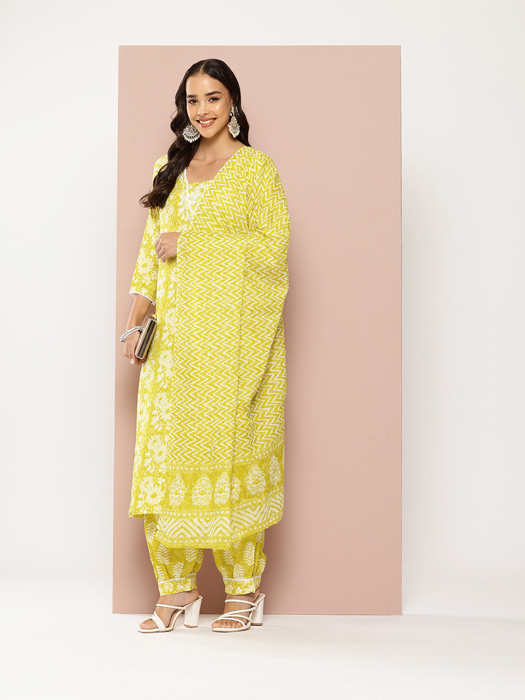 PARTHVI Floral Printed Beads & Stones Kurta With Salwar & Dupatta