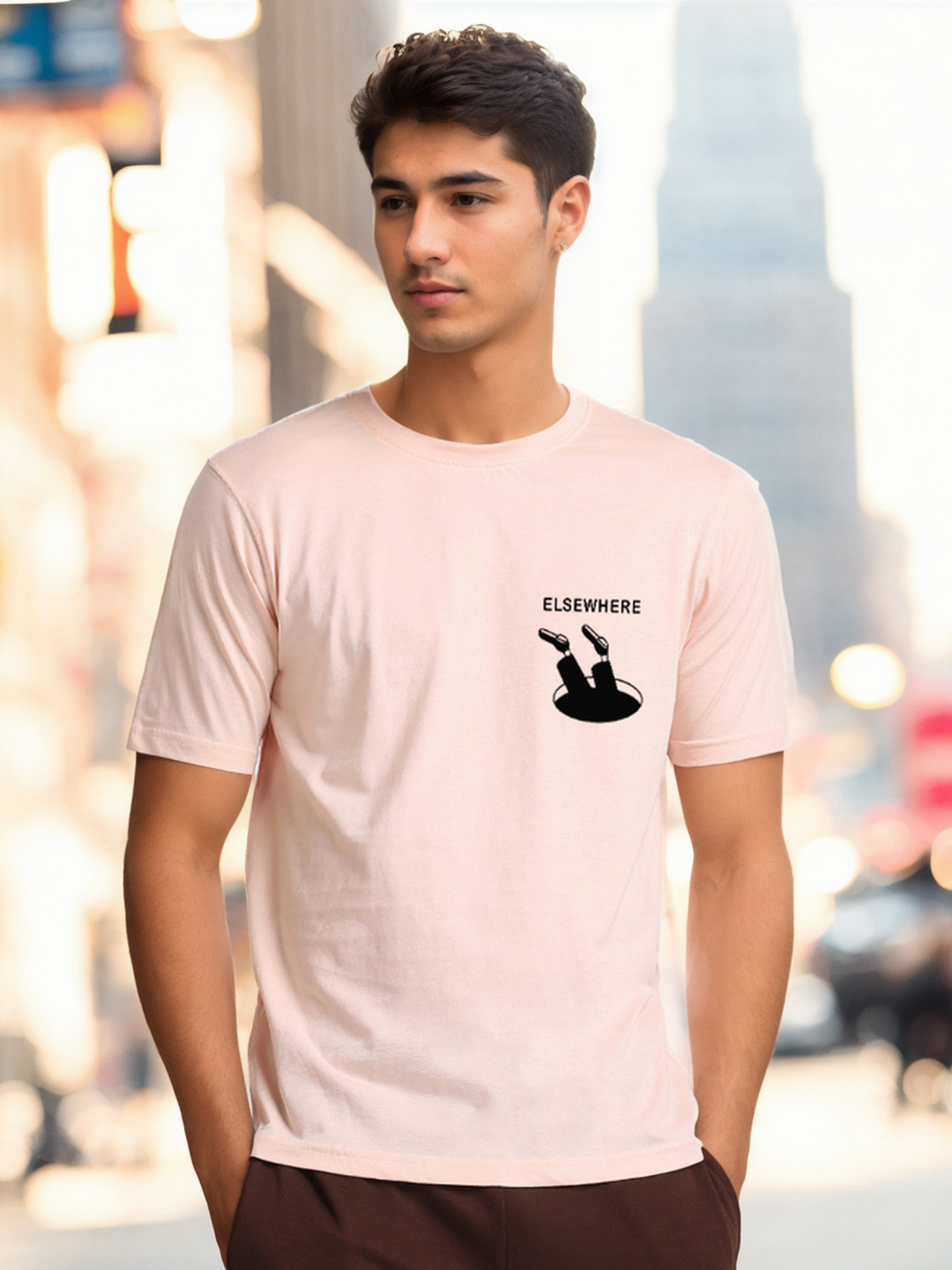 NOBERO Men Printed Graphic Cotton Round Neck T-shirt