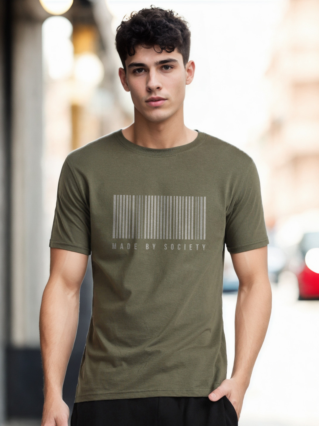 NOBERO Men Printed Graphic Cotton Round Neck T-shirt
