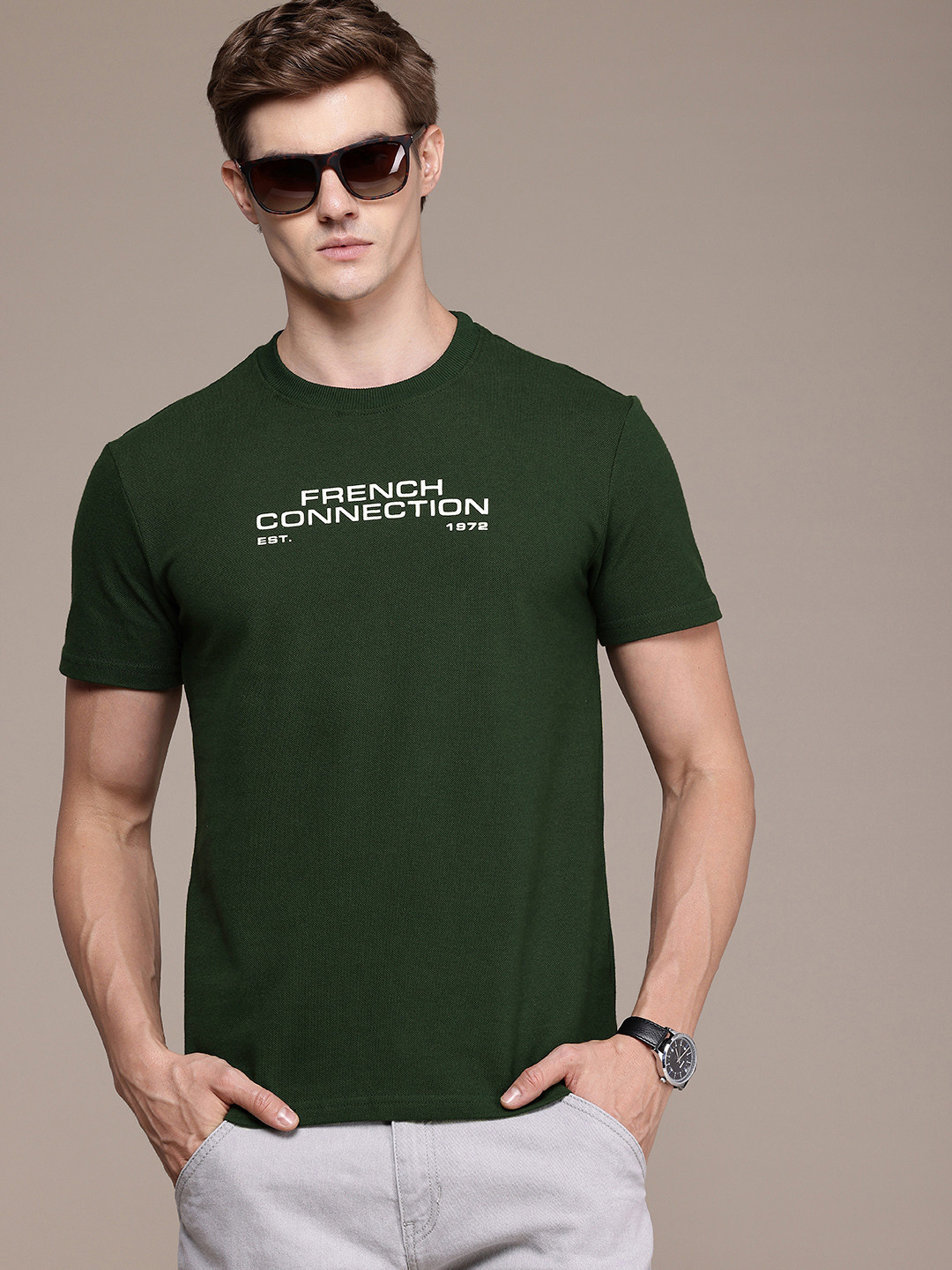 French Connection Men Brand Logo Printed Bio Finish T-shirt