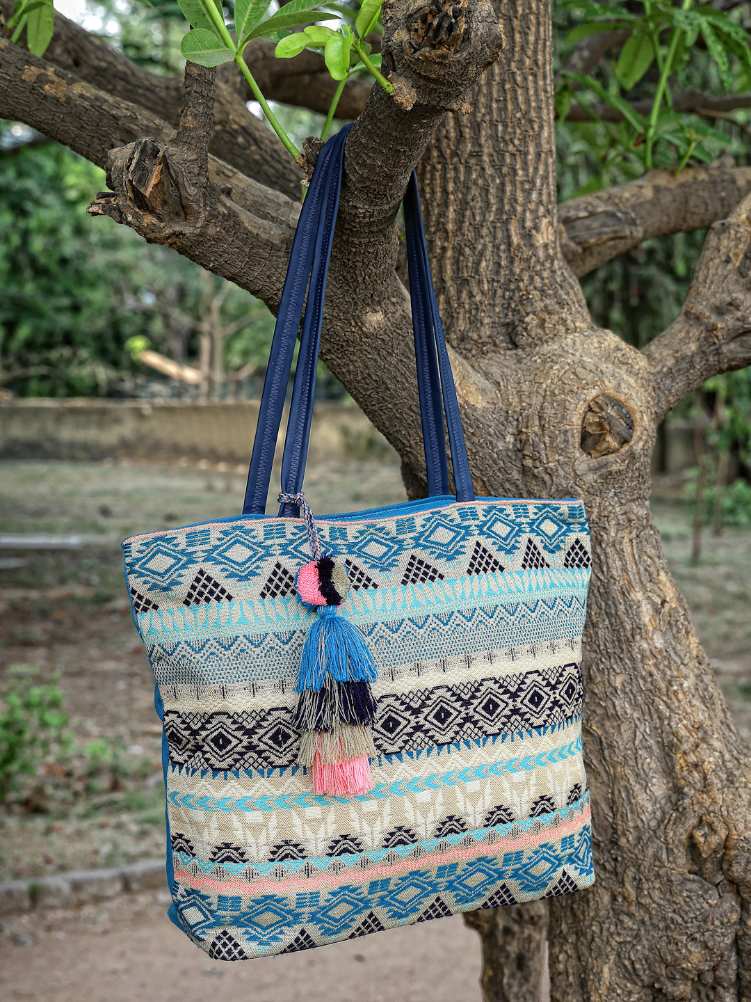 Anekaant Geomat Ethnic Cotton Jacquard Tote Bag
