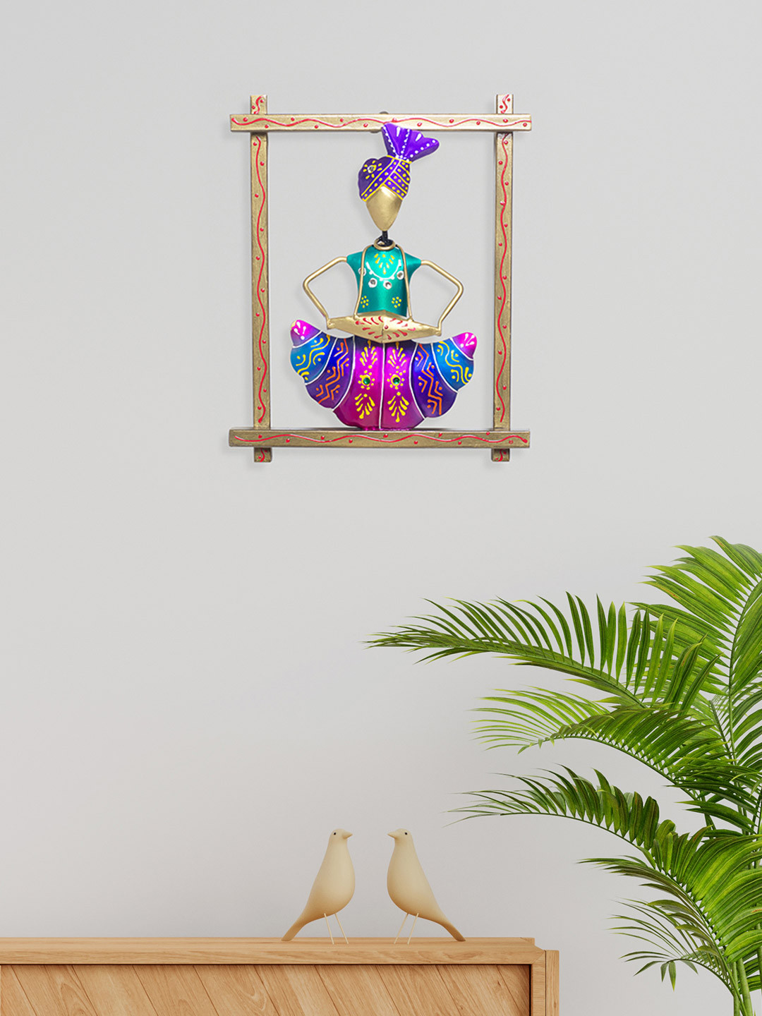 Golden Peacock Green & Purple Textured Hanging Wall Decor