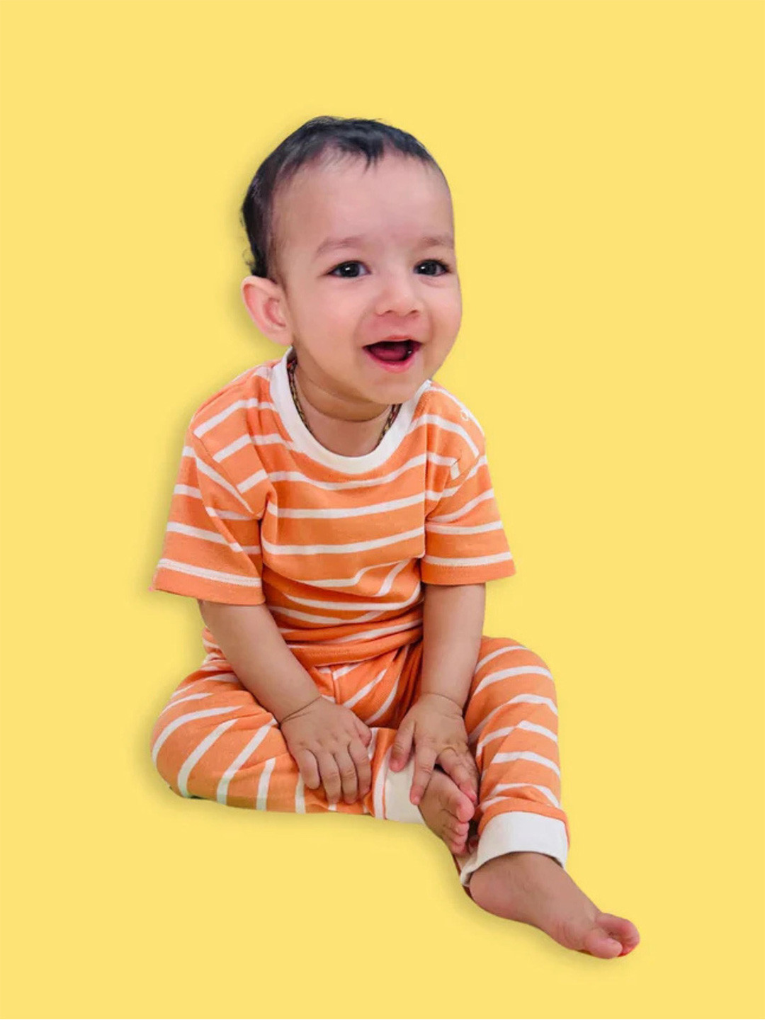 Orange Sugar Kids Striped Pure Cotton T-shirt With Pyjama
