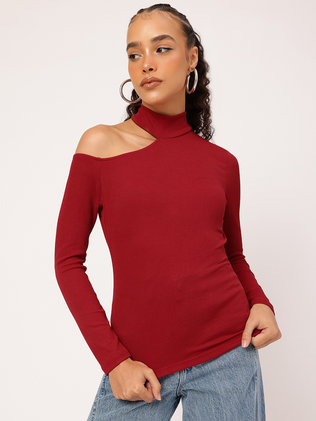 DressBerry Cut Out Ribbed Top