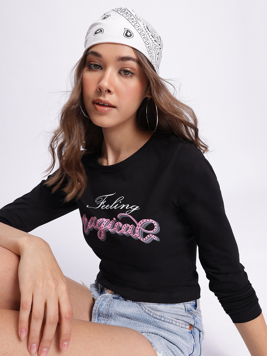 DressBerry Check Printed Crop Fitted Top