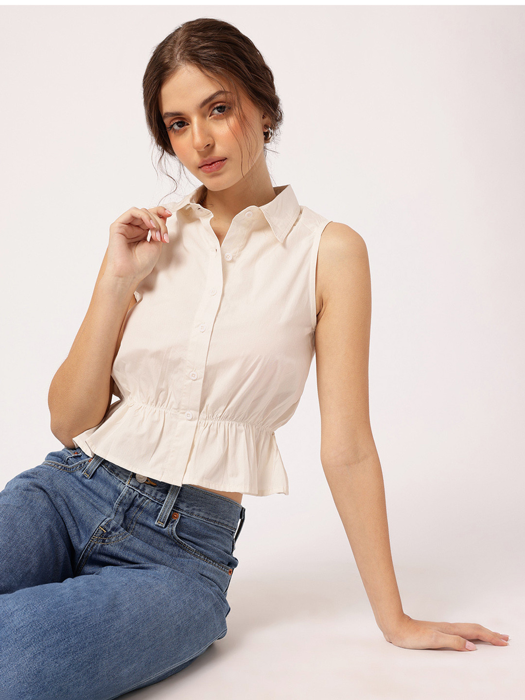 DressBerry Cinched Waist Shirt Style Top