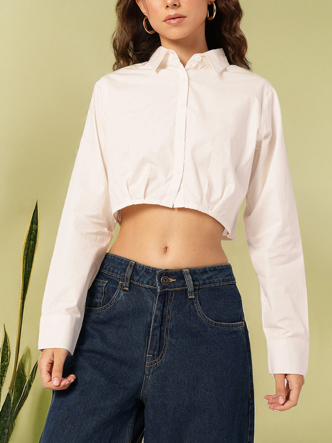 DressBerry Summer Gathered Crop Shirt
