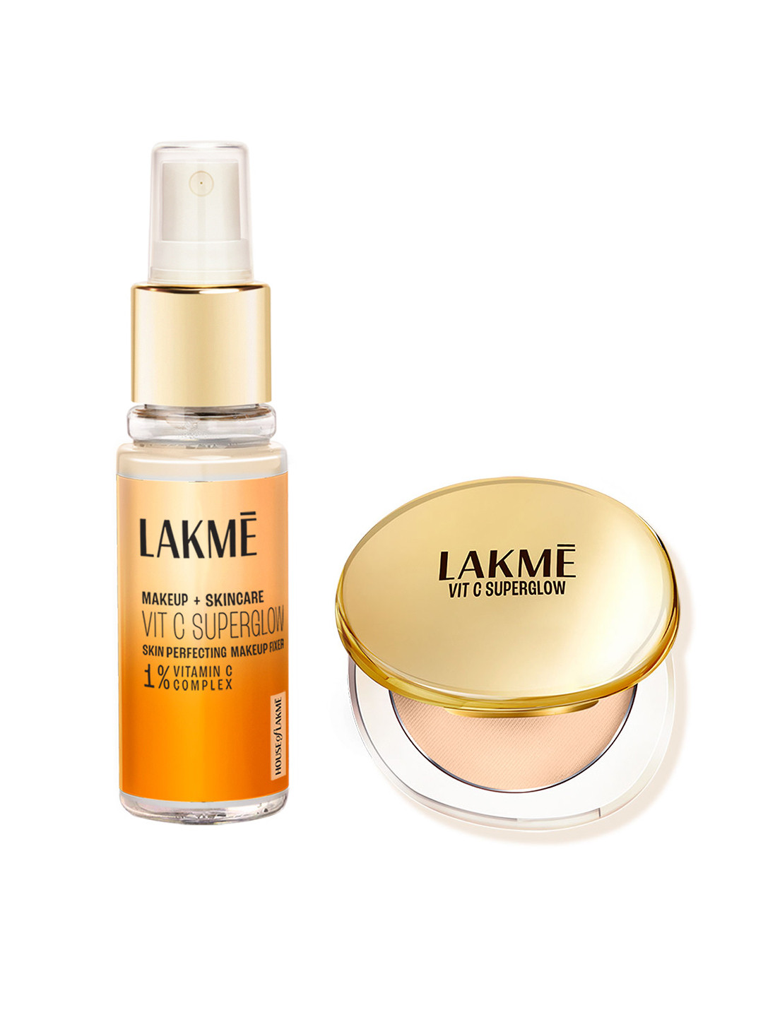 Lakme Vit C Superglow SPF20 Compact 8g - Ivory 10 with Makeup Fixer 60ml