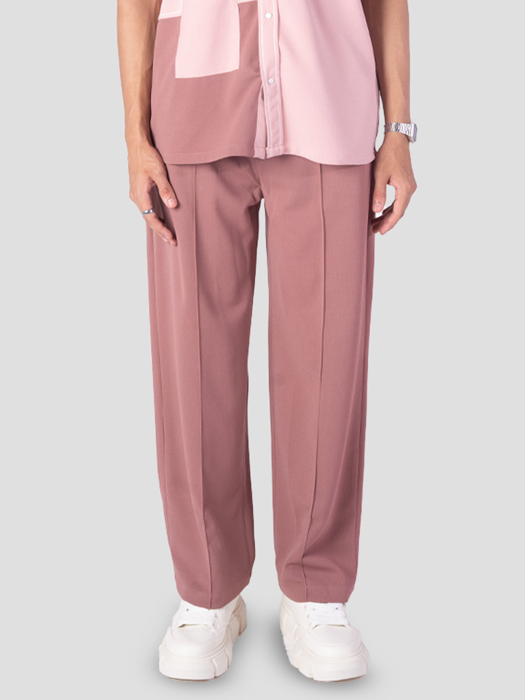 HOP HEAD Unisex Relaxed Straight Leg Straight Fit Flat-Front Trousers