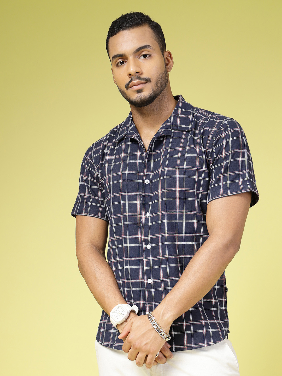 Rigo Men Comfort Slim Fit Tartan Checks Casual Shirt