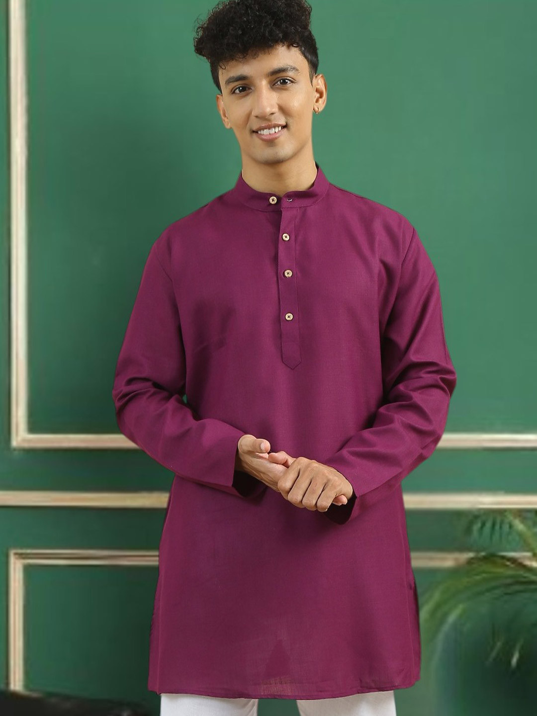 TATTVA Mandarin Collar Summer Sheers Cotton Straight Kurta