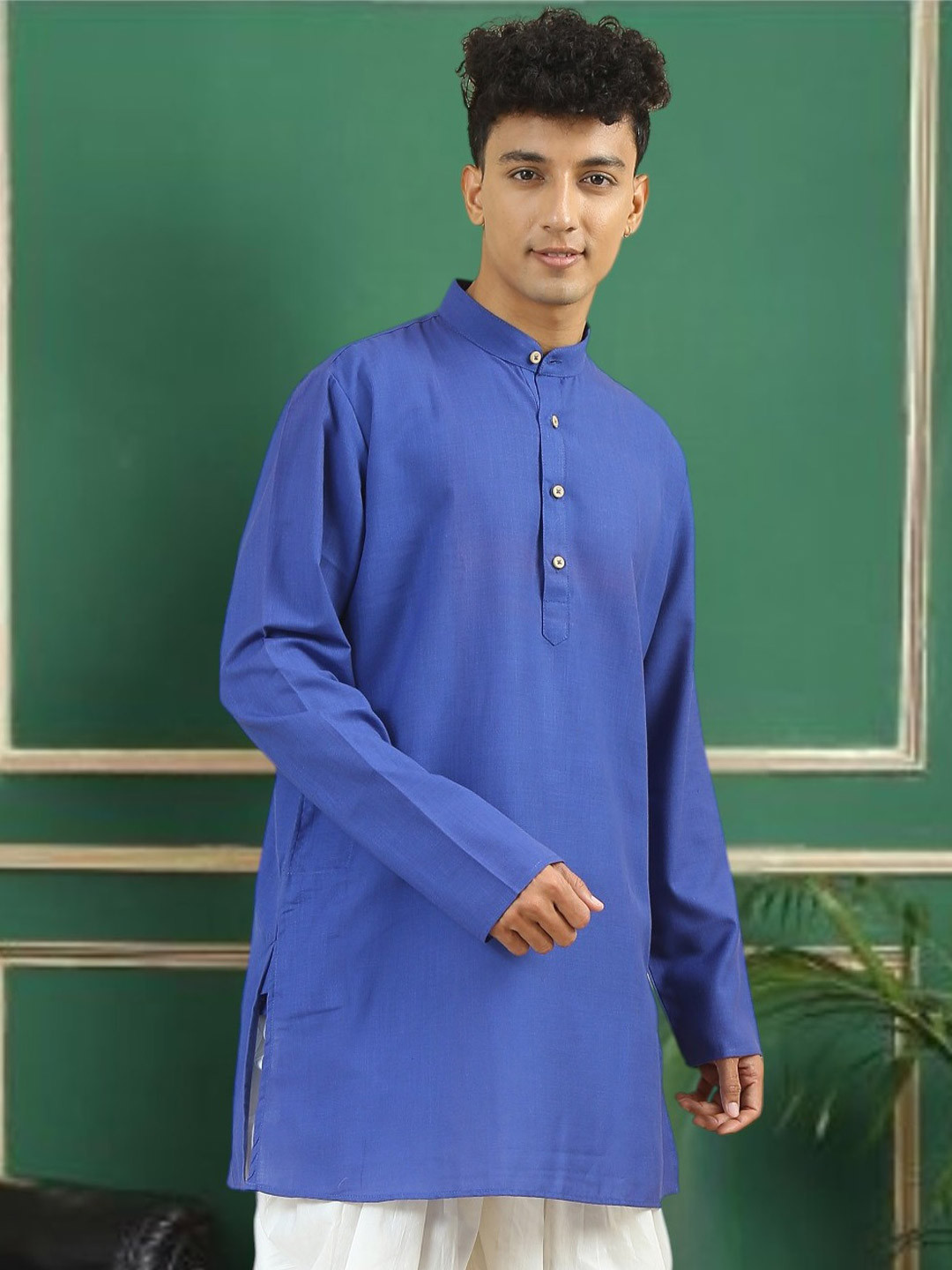 TATTVA Mandarin Collar Summer Sheers Cotton Straight Kurta