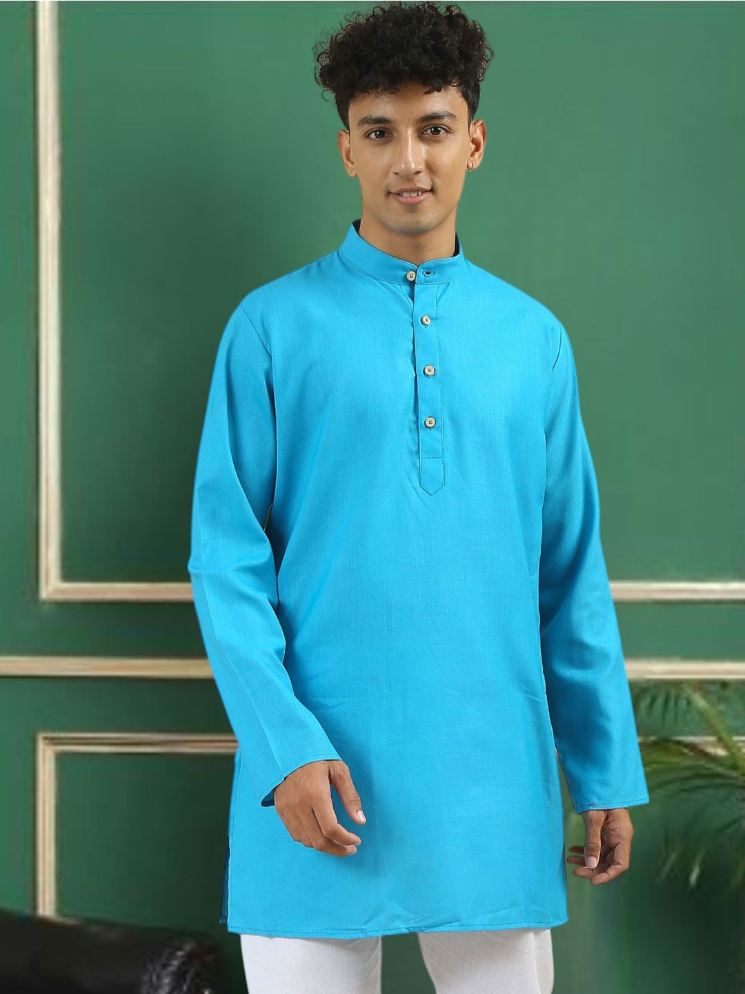TATTVA Mandarin Collar Summer Sheers Cotton Straight Kurta