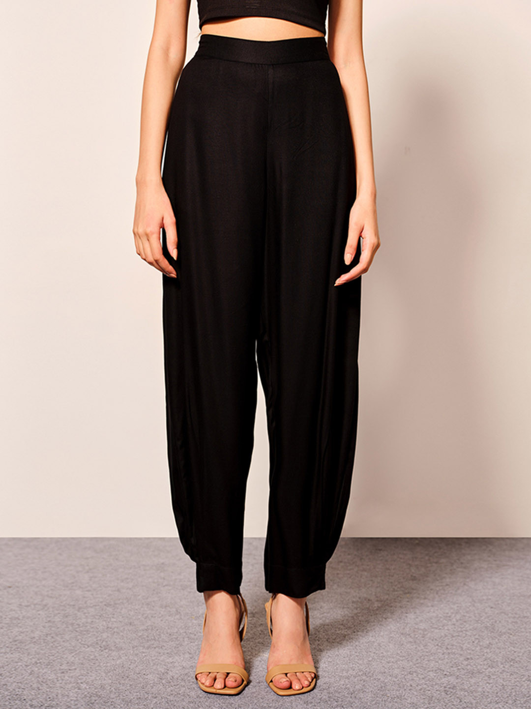 Global Desi Women Pleated Joggers Trousers