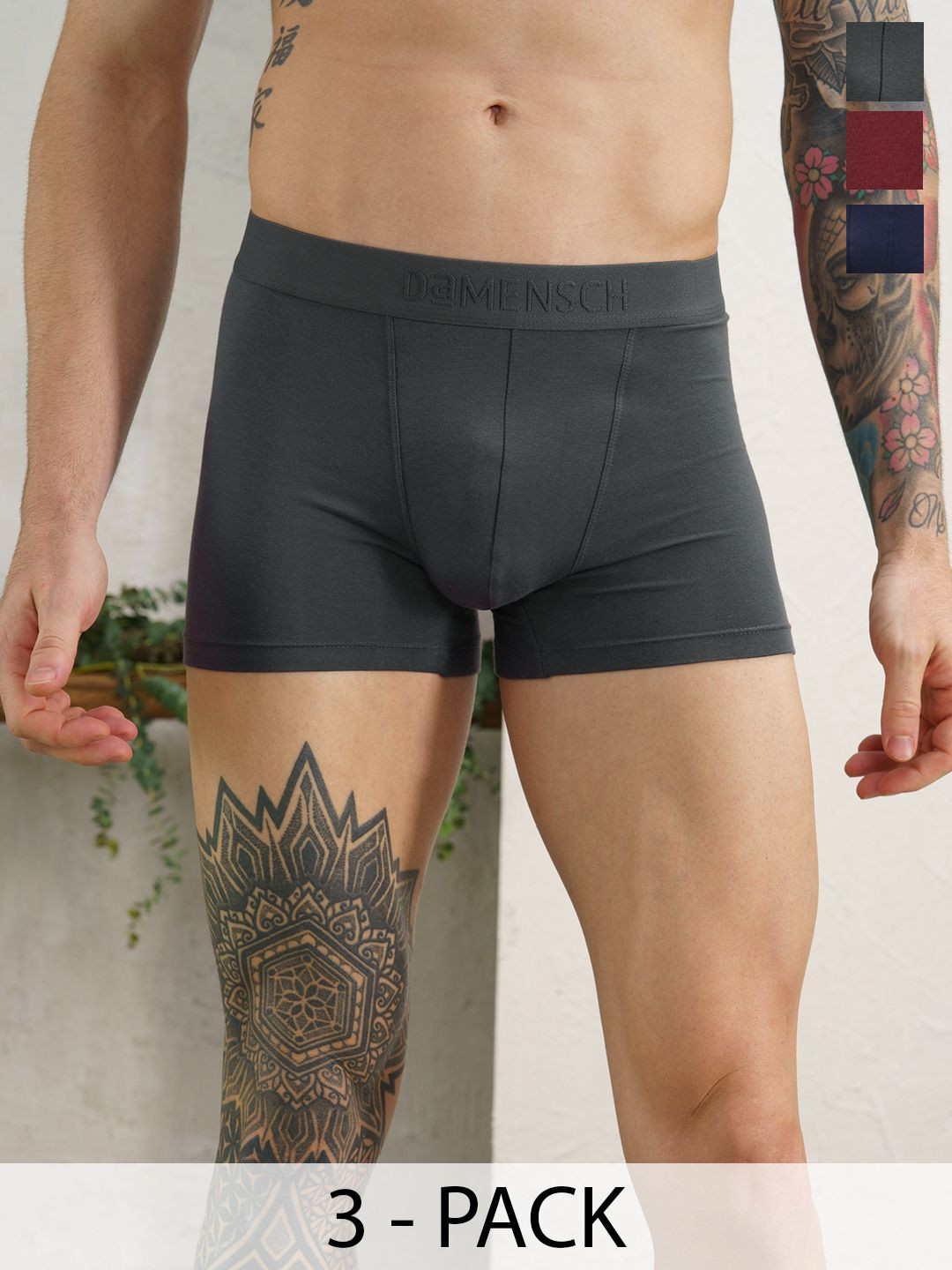 DaMENSCH Deo-Soft Solid Premium Egyptian Cotton-Modal Trunks Gift Box