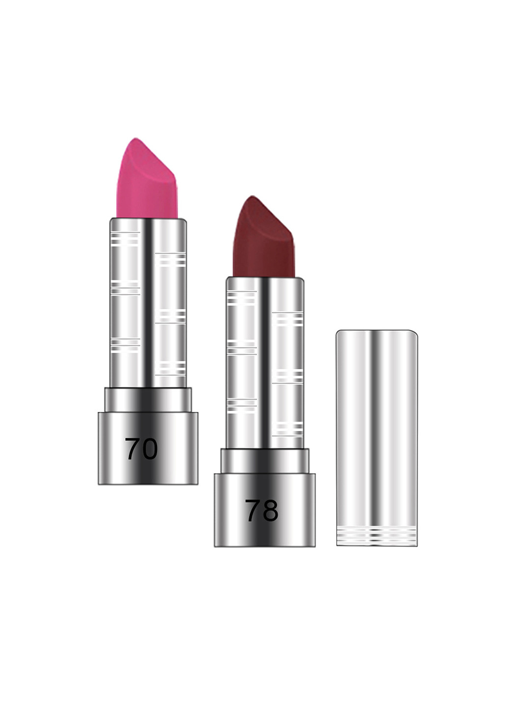 AQVAL Set of 2 Long Lasting Matte Sil-Lipsticks with Jojoba Oil - Shade 70-78