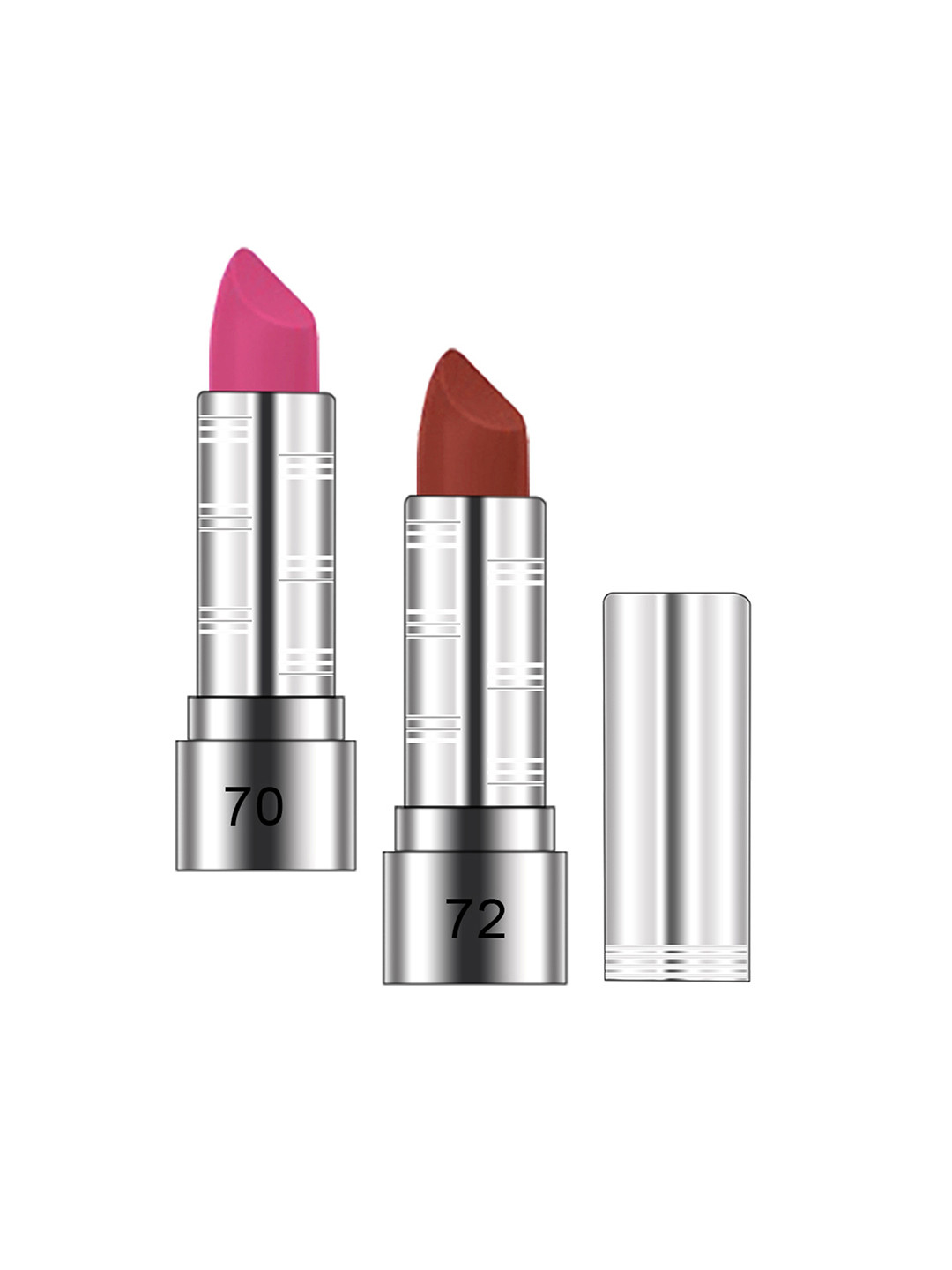 AQVAL Set of 2 Long Lasting Matte Sil-Lipsticks with Jojoba Oil - Shade 70-72