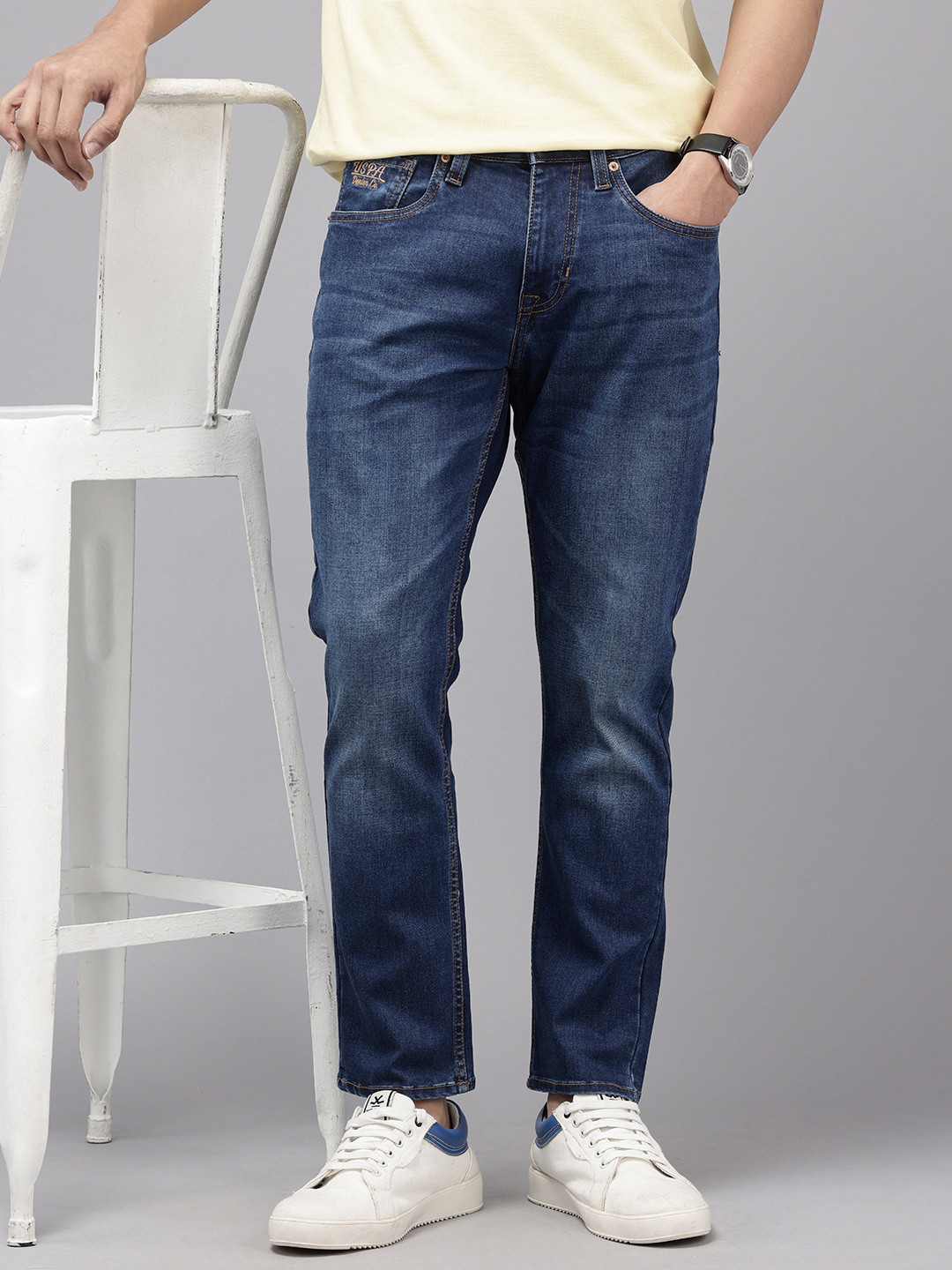 U.S. Polo Assn. Denim Co. Men Henry Skinny Fit Mid-Rise Light Fade Stretchable Jeans