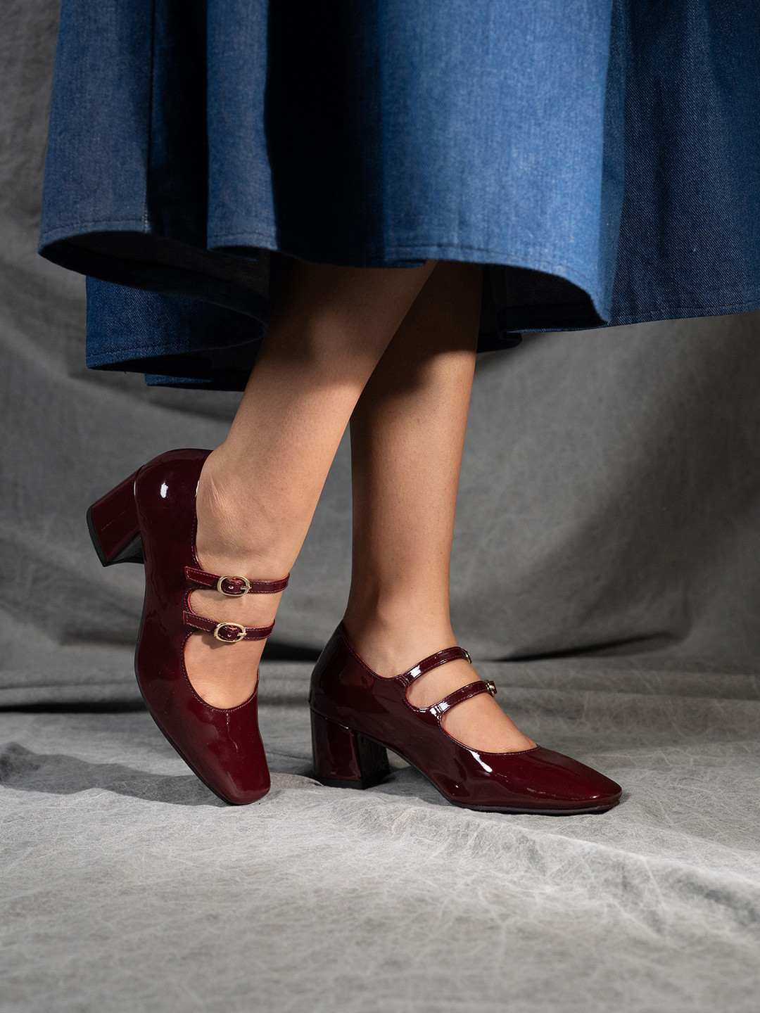 Theater Women Kelly High Noon Burgundy Mary Jane Heels