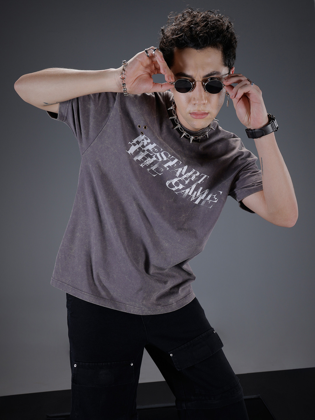 SOKO STREET Printed Washed Effect Oversized T-shirt