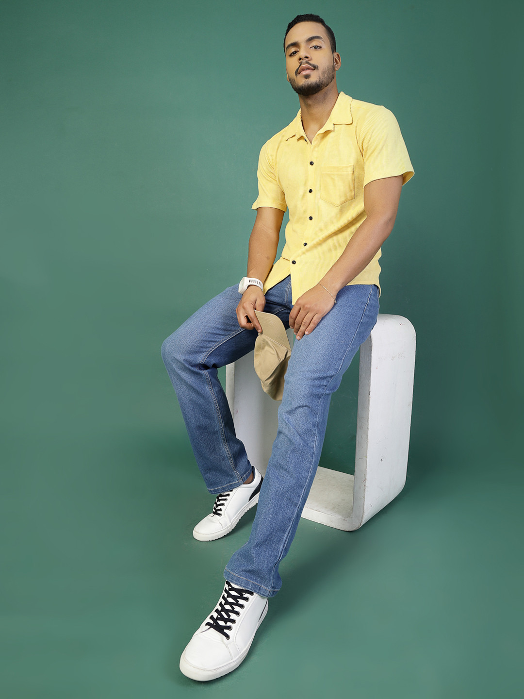 Rigo Men's Solid Cuban Collar Regular Fit Casual Shirt