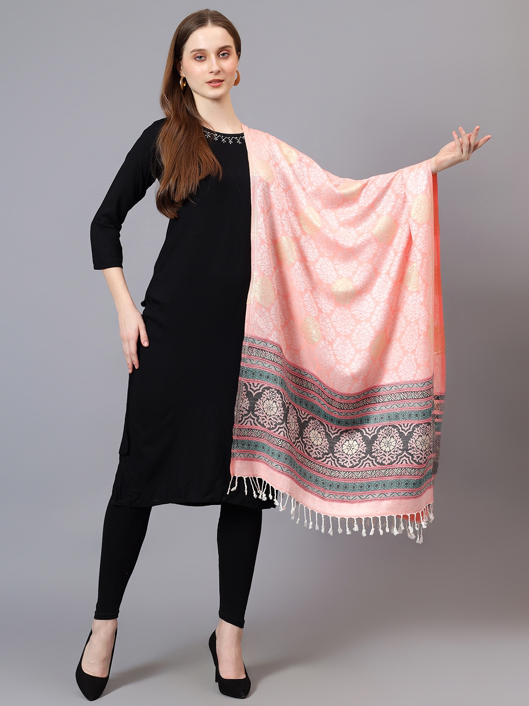 Pink Kashmiri Shawl pure guarantee wool Pashmina