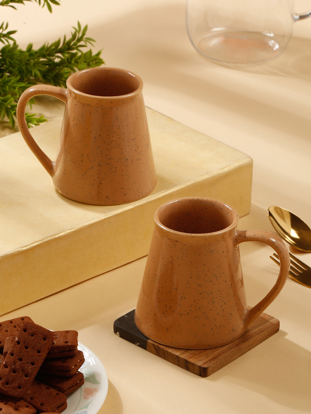 Arrabi Orange Ceramic Microwave Safe 2 Piece Mugs-300ml
