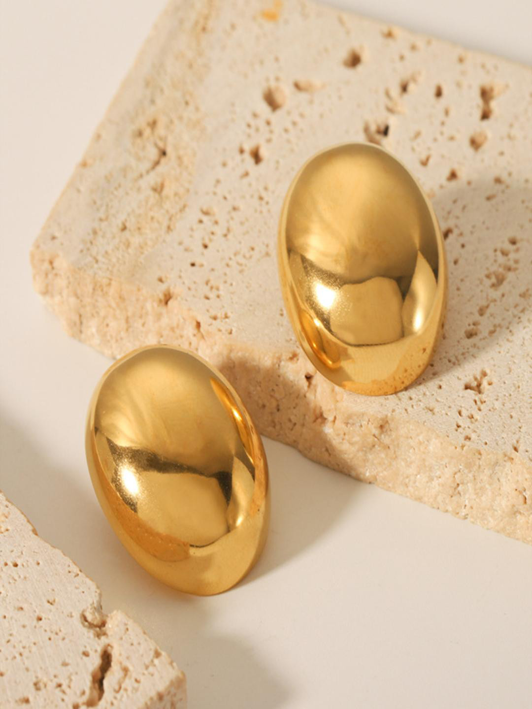 AQUASTREET 18K Gold Plated Waterproof Antitarnish Dome Shaped Stud Earrings