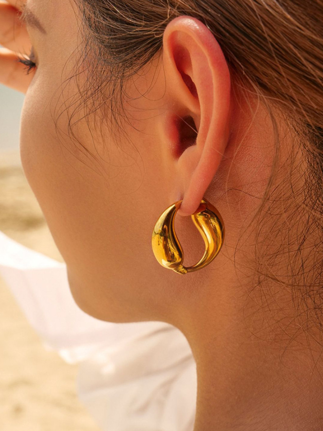 AQUASTREET 18K Plated Waterproof Anti Tarnish Anti Tarnish Waterproof Yin-Yan Earring